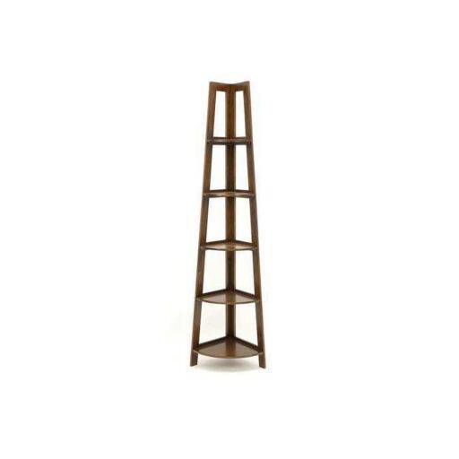Corner Shelf DR2123 – ชั้นไม้แท้เข้ามุมทรงสูง