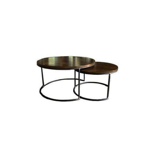 Round Low Table Set MD7037 – ชุดโต๊ะกลมเตี้ยไม้แท้ดีไซน์มินิมอล